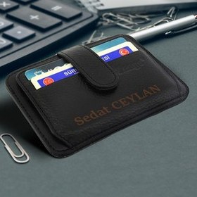 Resim Kişiye Özel Siyah Kartvizitlik Cüzdan 