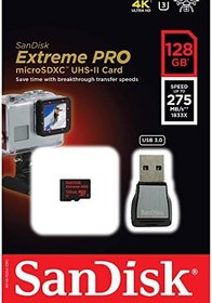 Resim SanDisk 128GB Extreme Pro MicroSDXC UHS-II 4K Hafıza Kartı, 275MB/sn'e kadar - SDSQXPJ-128G-GN6M3 