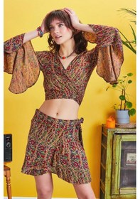 Resim Los Banditos Bohem Stil Bordo Desenli Anvelop Mini Etek 001 