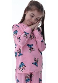 Resim Çizgi Film Karakterli Kız Çocuk Pijama Takımı %100 Pamuk Rahat Ve Yumuşak Kumaş Pembe 