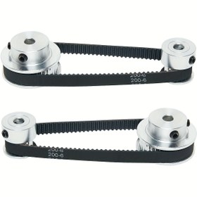 Resim 2 adet/takım 2GT Alüminyum Zamanlama Kasnağı 20 Diş & 40 Diş 5mm Delik Senkron Tekerlek 2 adet Uzunluk 200mm Genişlik 6mm Kayış ile (20-40T-5B-6) 