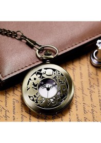 Resim Valkyrie Alice Harikalar Diyarı Temalı Vintage Bronz Cep Saati - Kolye Köstekli Retro Hediye 