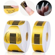 Resim UV & Poli Jel Uzatmalar için Altın Renkli Kendinden Yapışkanlı Tırnak Formları - 20/50/100/500 adet, Mat Bitiş, Orta Kare Şekil, Manikür Tasarım Aksesuarları 