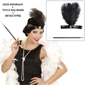 Resim Retro Charliston Aksesuar Seti – Gatsby Kostüm Seti 