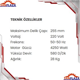 Resim Shun OB-255E Açılı Karot Makinesi 4250 W 250 mm 
