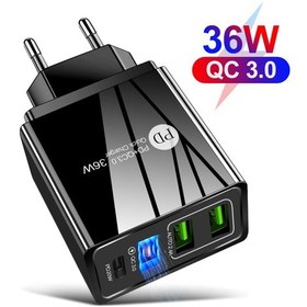 Resim Yunboo 36w Hızlı Şarj Cihazı - 3 Usb Portlu Seyahat Şarj Aleti, Pd Teknolojili Taşınabilir Adaptör 