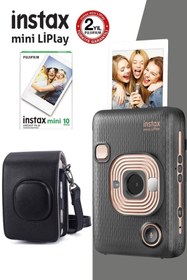 Resim Fujifilm Instax Mini LiPlay Hybrid Elegant Black Fotoğraf Makinesi Çantalı ve 10'lu Filmli Hediye Seti 1 