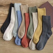 Resim 5 Çift Kadınlar Tube Çorap, Tüm Mevsim Yumuşak ve Konforlu Her Gün Giyim, %100 Dokuma Tek Renk, Makine Yıkamalı 