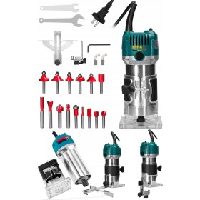 Resim Staxx Power 3500 Watt Mini Freze Formika Traşlama Makinesi 6mm Pens (Devir Ayarsız) + 12 Parça Freze Ucu 