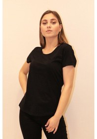 Resim Rich Kadın Bisiklet Yaka T-shirt %100 Pamuk Tişört SIYAH 