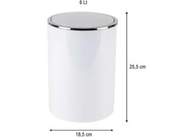 Resim P.nova Lenox Çöp Kova 6lt Beyaz Banyo Plastik Ø18,5X25,5CM 1 Adet 