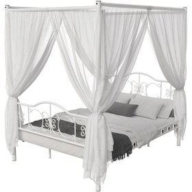 Resim Reyo Pero Sultan Çift Kişilik Başlıklı Ferforje Metal Beyaz Karyola (Cibinliksiz) 180x200 