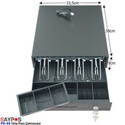 Resim Saypos PS45 Orta Boy Para Çekmecesi 4 Banknotlu Yazarkasa Bağlantılı Anahtardan Açılır 33.5x38x9 CM 