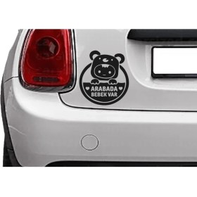 Resim MUG Shop Arabada Bebek Var Araba Cam Sticker 13X15CM Arabada bebek siyah. 