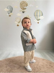 Resim favorimkids Erkek Bebek Yeşil Kareli Gömlek 2’li Takım Alt Üst Şık Klasik 1 