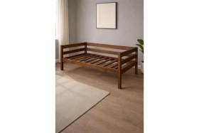Resim Pinoxi Ahşap Sedir Kanepe 70CMX200CM (Iç Ölçü) Mindersiz Doğal Ceviz Renk Masif Ahşap 