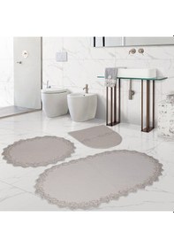 Resim Bonny Home Venüs Krem 3'lü Dantelli Banyo Paspası Seti Çeyizlik Krem 