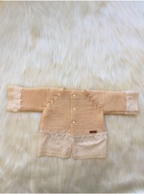 Resim Tuyy Kız Bebek Saman Sarısı El Örgüsü Özel Tasarım Ceket 