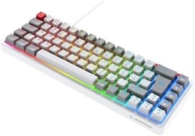 Resim Rampage YORU MINI Beyaz/Gri Type-C Bağlantılı OUTEMU Red Swich Q Mekanik Gaming Oyuncu Klavye RGB 
