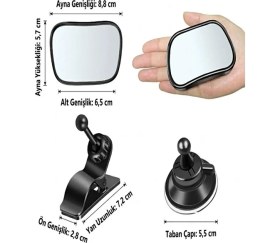 Resim Safestore Geniş Açı Panoramik Araç Içi Bebek Gözlem Aynası - Vantuz ve Klips Seçenekli Araç Içi Çocuk Kontrol Aynası 