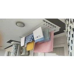 Resim TeknoTrust Gümüş Renkli 9 Sıra Asansörlü Çamaşır Kurutmalık, Dayanıklı Alüminyum Tasarım 