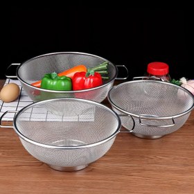 Resim 3 adet Paslanmaz Çelik Drenaj Sepeti Seti Tutacaklarla - Verimli Gıda Süzme için İnce Örgülü Süzgeçler, Makarna, Sebzeler, Pirinç ve Meyveler için Mükemmel - Evdeki Pişiriciler ve Şefler için Temel Mutfak Aksesuarları, Mutfak için Gıda Süzgeci 