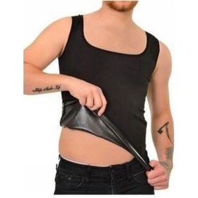 Resim Termal Erkek Siyah Atlet Terletici Özel Polymer Kumaş Sauna Atlet Siyah Korse Siyah 