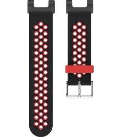 Resim Moveevo Amazfit T-rex/t-rex Pro İçin 22mm Renkli Silikon Kayış - Solukluk Delikleri Ve İğne Kanca Kapan - Siyah-kırmızı 