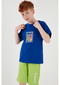 Resim Lela Pamuklu Regular Fit Bisiklet Yaka Şortlu Alt-Üst Erkek Çocuk Takım 6212011 Saks 