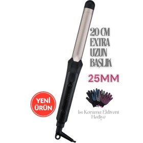 Resim ShiboWavy 25MM Seramik Kaplama Saç Maşası Hızlı Isınma Teknolojisi ile 20 cm Uzun Başlık ve Eldiven 