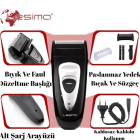 Resim Lesima Ls-100 Fox Sakal Kesme Makinesi Professional Çift Bıçak 