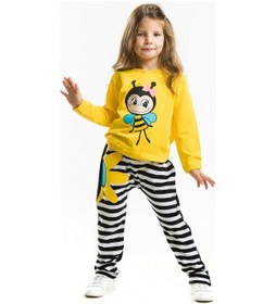 Resim Denokids Bee Happy Kız Kadife Eşofman Takımı - Sarı - Siyah 