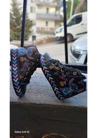 Resim Scarpe Magiche Stitch Dijital Baskılı Kız Çocuk Ayakkabısı 31-35 Numara Arası Işıksızdır Siyah 