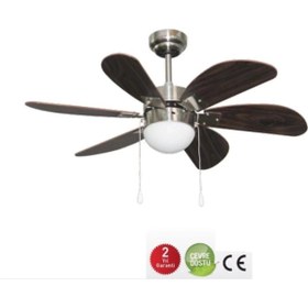Resim fullreyon 60 Watt, 6 Kanatlı, 30 İnç, Kumandasız Tavan Vantilatörü, E27 Duylu Avize Tipi Tavan Vantilatörü 