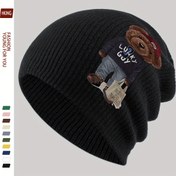 Resim 1 Adet Karikatür Kırmızı Şapkalı Ayıcık Baskılı Moda Bere Kayak Şapkası Kore Tarzı Çok Yönlü Unisex Yumuşak Sıcak Trend Termal Kafatası Şapkası Günlük Sonbahar Kış Aksesuarı Erkek ve Kadınlar İçin Kısa Şapka Baba Dış Mekan Spor Şapkası Çiftlerin Trendi Çizgili Slouch Bere Kayak, Bisiklet, Koşu 