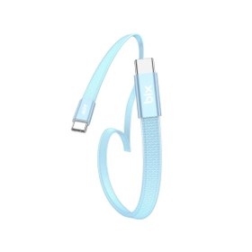 Resim Bix TSC2CC Type-C to Type-C 3A 60W 480Mbps Örgülü ve Şeffaf Silikonlu Hızlı Şarj ve Data Kablosu 1 Metre Mavi 