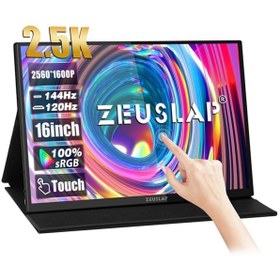 Resim ZEUSLAP P16kt 16'' 2560x1600 144hz 2k Ads-ıps Panel Type-c 100% Srgb Dokunmatik Monitör 