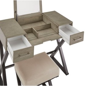 Resim Hitit Dekorasyon Azure Siyah Metal Açık Kahve Makyaj Masası Tabure 