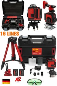 Resim STAXX POWER x2 Akülü Uzaktan Kumandalı Hassas 16 Köşe Yeşil Çizgi Lazer Hizalama RED926 Tripot Çantalı Set 