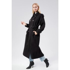 Resim Bolivente Kuşaklı Oversize Kaşe Kaban 