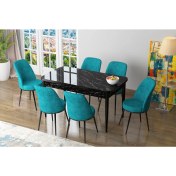 Resim Canisa Concept Zen Siyah Mermer Yemek Masası Takım Mutfak Masası Takımı 6 Sandalye 