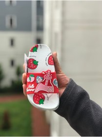 Resim Bold Boutique Kız Çocuk Çilek Desenli Kaydırmaz Taban Terlik Sandalet Havuz Yumuşak Taban Terlik 