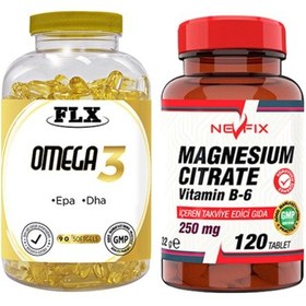 Resim Omega 3 Balık Yağı 90 Softgel & Nevfix Magnesıum Cıtrate Vitamin B-6 120 Tablet 