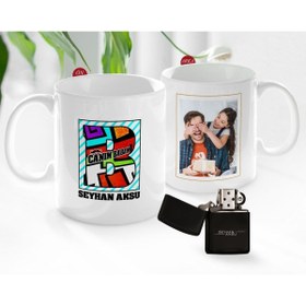 Resim Bk Gift Kişiye Özel Babalar Günü Hediyesi Fotoğraflı Kupa Bardak Ve Benzinli Çakmak Seti-30 