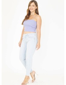 Resim Kadın Büyük Beden Mavi 5 Cepli Kot Pantolon 65n36977-mavi Mavi 