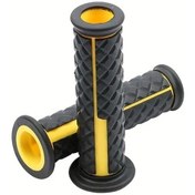 Resim Tongdashop Sarı 2 Adet Motosiklet Gidon Tutmaç Ucu - 7/8" 22mm Kavrama Artırıcı Siyah Desenli Kauçuk, Off-road Ve Cafe Racer Modelleri İçin 