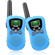 Resim Ruicoo Çocuklar İçin Dış Mekan İlişkilendirme Cihazı - 2'li Paket Mavi Renkli, 8 Frekanslı, 3km Menzil, Akıllı Gürültü Önleyici El Telsizi Seti 
