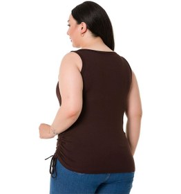 Resim Disentis Büyük Beden Kalın Askılı Yanları Tünelli Viskon Kahverengi Body-kahverengi Kahverengi 