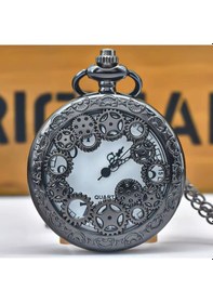 Resim Köstekli Siyah Çarklı İşlemeli Cep Saati 