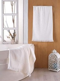 Resim Class Krem 2'li Banyo Havlu Seti 50x90-70x140 (Krem) 